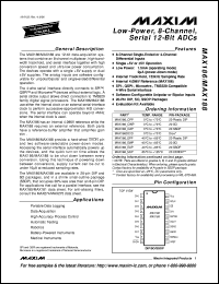 MAX192ACWP datasheet: Low-power, 8-channel, serial 10-bit ADC. Error(LSB) +-1/2. MAX192ACWP