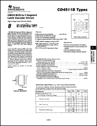 CD4511BF3A datasheet:  CMOS BCD-TO-7-SEGMENT LED LATCH DECODER DRIVERS CD4511BF3A