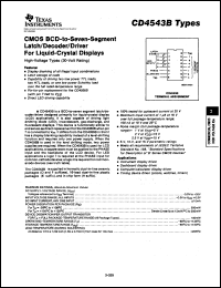 CD4543BE datasheet:  CMOS BCD-TO-SEVEN-SEGMENT LATCH/DECODER/DRIVER FOR LIQUID-CRYSTAL DISPLAYS CD4543BE