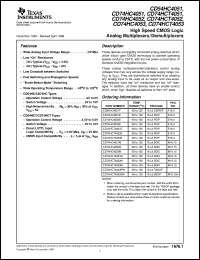 CD54HC4051F3A datasheet:  HIGH SPEED CMOS LOGIC ANALOG MULTIPLEXERS/DEMULTIPLEXERS CD54HC4051F3A