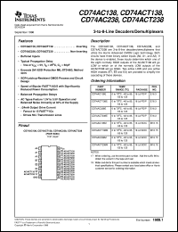 CD74AC138E datasheet:  3-TO-8 LINE INVERTING DECODER/DEMULTIPLEXER CD74AC138E