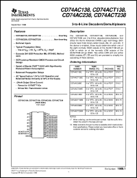 CD74ACT138M datasheet:  3-TO-8 LINE INVERTING DECODER/DEMULTIPLEXER CD74ACT138M