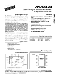 MAX2470EUT-T datasheet: 10 MHz to 500 MHz VCO buffer amplifier with differential outputs. MAX2470EUT-T