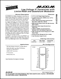 MAX2601ESA datasheet: 3.6V, 1W RF power transistor for 900 MHz applications. MAX2601ESA