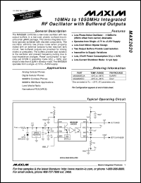 MAX266ACPI datasheet: Pin and resistor programmed universal active filter. Accyracy 1% MAX266ACPI