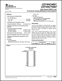 CD74HC4067E datasheet:  HIGH SPEED CMOS LOGIC 16-CHANNEL ANALOG MULTIPLEXER/DEMULTIPLEXER CD74HC4067E