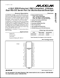 MAX3212CWI datasheet: +2.7V to 3.6V-powered, 1microA supply current, 3-driver/5-receiver, true RS-232 transceiver. MAX3212CWI