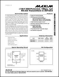 MAX3223CPP datasheet: 1microA supply current, true +3V to +5.5V RS-232 transceiver with AutoShutdown. MAX3223CPP