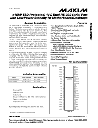 MAX3222CPN datasheet: 3.0V to 5.5V, low-power, up to 1Mbps, true RS-232 transceiver using four 0.1microF external capacitor. Low supply current: 300microA. Guaranteed data rate: 120kbps. MAX3222CPN