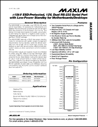 MAX3232CSE datasheet: 3.0V to 5.5V, low-power, up to 1Mbps, true RS-232 transceiver using four 0.1microF external capacitor. Low supply current: 300microA. Guaranteed data rate: 120kbps. MAX3232CSE