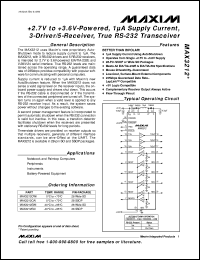 MAX3237ECAE datasheet: +-15kV ESD-protected, down to 10nA, 3.0V to5.5V, up to 1Mbps, true RS-232 transceiver. MAX3237ECAE