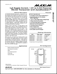 MAX3224CPP datasheet: 1microA supply current, 1Mbps, 3.0V to 5.5V, RS-232 transceiver with autoshutdown plus MAX3224CPP