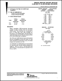 SN74LS42DR datasheet:  4-LINE BCD TO 10-LINE DECIMAL DECODERS SN74LS42DR