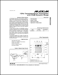 MAX3266C/D datasheet: 1.25Gbps, 3V to 5.5V, low-noise transimpedance preamplifier for LANs. MAX3266C/D