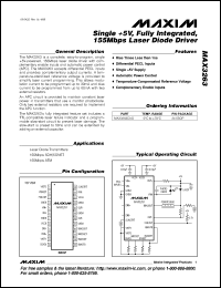 MAX3296CHJ datasheet: 3.0V to 5.5V, 2.5Gbps LAN laser driver. MAX3296CHJ