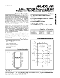 MAX3483EEPA datasheet: 3.3V-powered, +-15kV ESD-protected, 15Mbps and slew-rate-limited true RS-485/RS-422 transceiver. Guaranteed data rate 0.25Mbps. Supply voltage 3.0V to 3.6V MAX3483EEPA