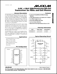 MAX3490EESA datasheet: 3.3V-powered, +-15kV ESD-protected, 15Mbps and slew-rate-limited true RS-485/RS-422 transceiver. Guaranteed data rate 12Mbps. Supply voltage 3.0V to 3.6V MAX3490EESA