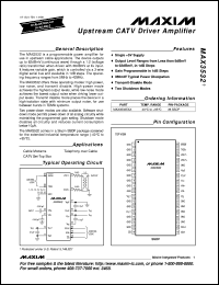 MAX3665E/D datasheet: 622Mbps, ultra-low-power, 3.3V transimpedance preamplifier for SDH/SONET. MAX3665E/D
