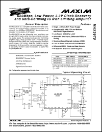 MAX3691ECJ datasheet: +3.3V, 622Mbps, SDH/SONET 4:1 serializer with clock synthesis and LVDS inputs. MAX3691ECJ