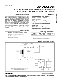 MAX3762E/D datasheet: Low-power, 622Mbps limiting amplifier with chatter-free power detect for LANs. MAX3762E/D