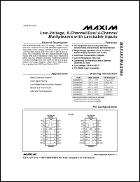 MAX3876E/D datasheet: 2.5Gbps, low-power, +3.3V  clock recovery and data retiming IC. MAX3876E/D