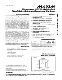 MAX4105EUK-T datasheet: Low-noise, low-distortion op amp. Bandwidth 410MHz. Minimum stable gain 5V/V. MAX4105EUK-T