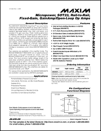 MAX4105ESA datasheet: Low-noise, low-distortion op amp. Bandwidth 410MHz. Minimum stable gain 5V/V. MAX4105ESA