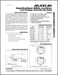 MAX4109ESA datasheet: Ultra-low-noise op amp. 225MHz -3dB bandwidth(Avcl=+2) . MAX4109ESA