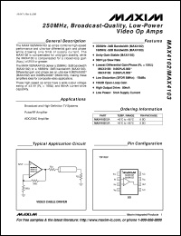 MAX4113ESA datasheet: Single, 270MHz -3dB bandwidth, low-power, current feedback amplifier. MAX4113ESA