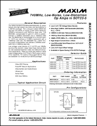 MAX4123C/D datasheet: Single, wide-bandwidth, low-power, single-supply Rail-to-Rail I/O op amp. BW 5MHz. MAX4123C/D