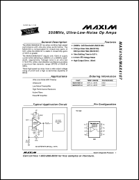 MAX4131C/D datasheet: Single, wide-bandwidth, low-power, +2.7V to +6.5V single-supply operation, Rail-to-Rail I/O op amp. 25microA shutdown function. MAX4131C/D
