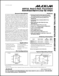 MAX4198EUA datasheet: Micropower, +2.7V to +7.0V single-supple operation, Rail-to-Rail, precision differential amplifier. Gain +1V/V. MAX4198EUA