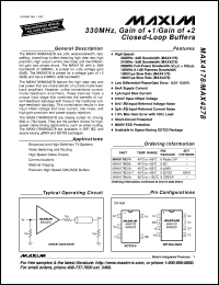 MAX421M/D datasheet: +-15V chopper stabilized operational amplifier. MAX421M/D