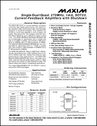 MAX4200EUK-T datasheet: Ultra-high-speed 780MHz -3dB bandwidth, 280MHz 0.1dB gain flatness, low-noise, low-power, open-loop buffer. MAX4200EUK-T