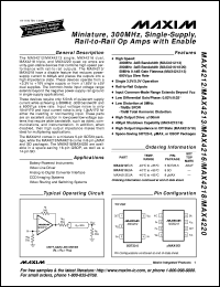 MAX4268EEE datasheet: Dual, ultra-low-distortion, single-supply, 300MHz op apm with enable. Min gain 1V/V, single-supply operation +4.5V to +8.0V MAX4268EEE