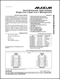 MAX4518CPD datasheet: Precision, 4-channel, low-voltage, CMOS analog multiplexer. Single-supply operation (+2.2V to +15V) or bipolar-supply operation (+-2.2V to +-8V). MAX4518CPD