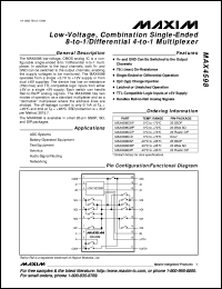 MAX4610C/D datasheet: Low-voltage, quad, SPST, CMOS analog switches (four NO switches). MAX4610C/D