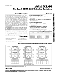 MAX4617CPE datasheet: Low-woltage, high-speed, CMOS analog IC configured as 8-channel multiplexer MAX4617CPE