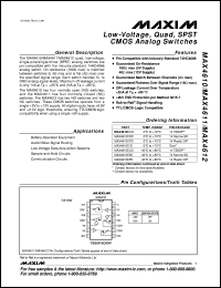 MAX4624EUT-T datasheet: 1om max(+5V supply), 2om max(+3V supply) low-voltage, single-supply(+1.8V to +5.5V) operation, SPDT analog switch. Break-before-make switching. MAX4624EUT-T
