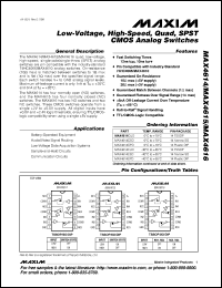 MAX464CWI datasheet: Two-channel, quad RGB switch and buffer. Voltage gain 1V/V. MAX464CWI