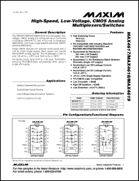 MAX4632CPE datasheet: Fault-protected, high-voltage, dual analog switch (two NO/NC SPDT switches). Fault protection +-40V with power off, +-25V with +-15V supplies. MAX4632CPE