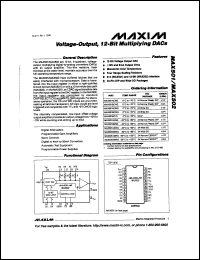 MAX515EPA datasheet: 5V, low-power, voltage-output, serial 10-bit DAC. Operate from single +5V supply. 140microA supply current. MAX515EPA