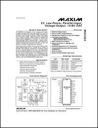 MAX5101BEUE datasheet: +2.7V to 5.5V, low-power, triple, parallel 8-bit DAC with Rail-to-Rail voltage output. INL (LSB) +-2 MAX5101BEUE