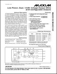 MAX517AESA datasheet: 2-wire serial 8-bit single DAC with Rail-to-Rail outputs. TUE(LSB) 1. MAX517AESA