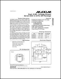 MAX526DC/D datasheet: Calibrated quad, 12-bit, voltage-output DAC. INL(LSBs) +-1. Fast output settling 3micros. MAX526DC/D