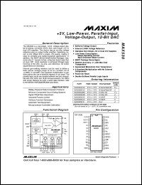 MAX533ACPE datasheet: 2.7V, low-power, 8-bit quad DAC with Rail-to-Rail output buffer. INL (LSB) +-1 MAX533ACPE