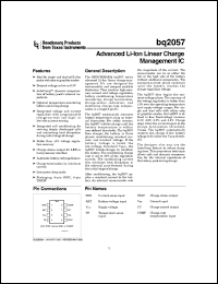 BQ2057CPN-C1 datasheet:  ADVANCED LI-ION LINEAR CHARGE MANAGEMENT IC BQ2057CPN-C1
