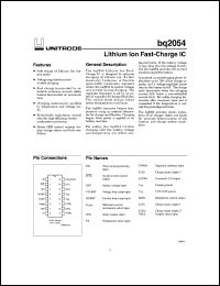 BQ2054PN datasheet:  CHARGE MANAGEMENT WITH INTEGRATED PWM SWITCHING CONTROLLER BQ2054PN