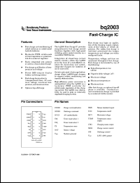 BQ2003S datasheet:  COMPLETE CHARGE MANAGEMENT WITH INTEGRATED PWM SWITCHING CONTROLLER BQ2003S