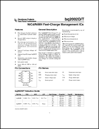 BQ2002TSN datasheet:  SIMPLE 8-PIN FAST-CHARGE CONTROLLER WITH TERMINATION BQ2002TSN